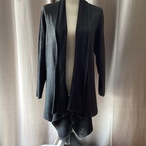 Women’s JM Collection Charcoal Knit Open Front Long Cardigan, size large.